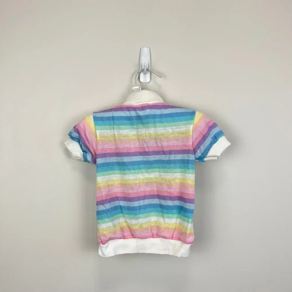 Vintage Carter's Pastel Rainbow Striped Polo Shirt 2T USA